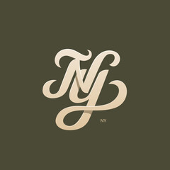 Letter N and Y Monogram Logo Design Vector