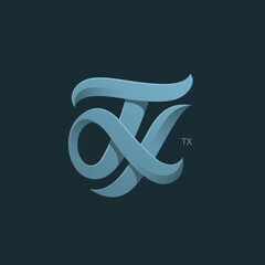 Letter T and X Monogram Logo Design Vector