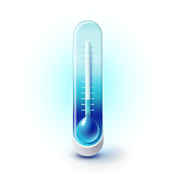 Volumetric 3d thermometer icons measures degrees of frost and cold, weather, seasons, winter, frost, blue colors isolated