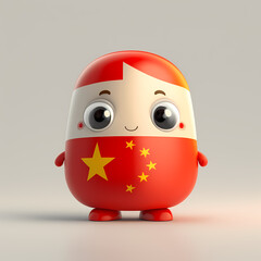 cute cartoon flag character of china, generative AI