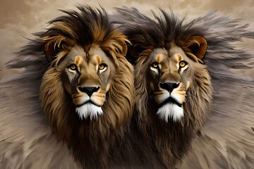 Highly detailed painting llustration of lion