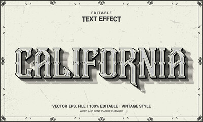 California retro vintage grunge editable text effect