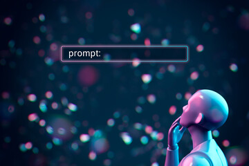 Artificial intelligence AI think about prompt - obrazy, fototapety, plakaty