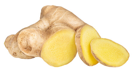 Ginger isolated on white or transparent background.