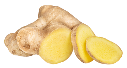 Ginger isolated on white or transparent background.