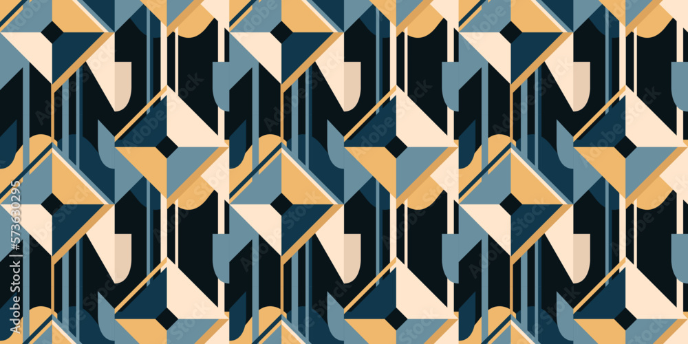 Poster abstract rhombuses, stripes background, seamless vector pattern. geometry. four parts of diamonds.