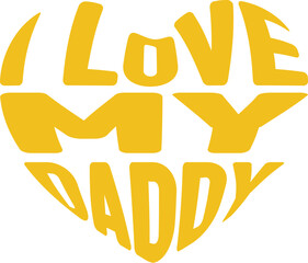 Happy Father's Day Yellow Typographic Lettering on White Background. Positive Slogan, Quote and Saying for Print on Demand Industry. 