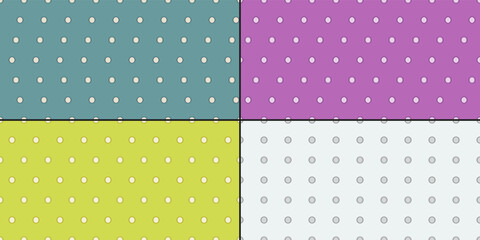 Set of four variants polka dots, seamless vector pattern. Print for textiles, pillows, clothes, packaging, stationery, wallpaper, interior.