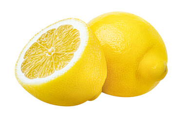 Lemon fruit isolated on white or transparent background.