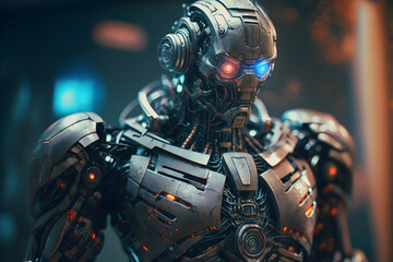 Portrait d'un robot cyborg dans un monde futuriste » IA générative