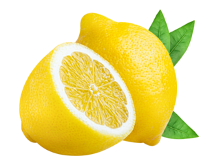 Lemon fruit isolated on white or transparent background.
