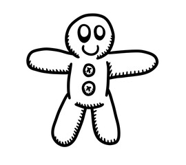 Stylized Cartoon Adorable Gingerbread Man Doodle