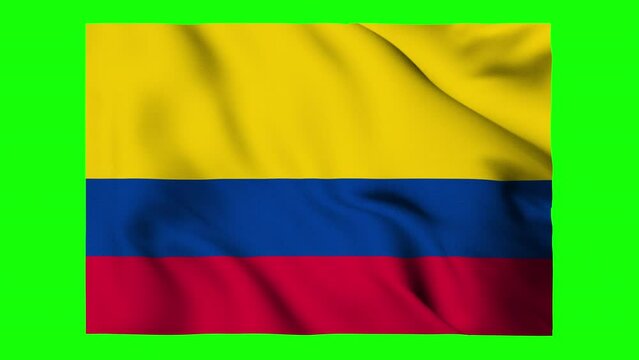 Flag of Colombia waving isolated by the alpha channel(transparent background).Highly detailed fabric texture. Seamless loop in full 4K resolution.Colombian flag.