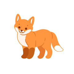 Obraz premium Cute fox cub - cartoon animal character. Vector illustration isolated on white background.