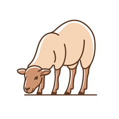 Cute sheep. Detailed drawing of animal. Contour vector illustration.