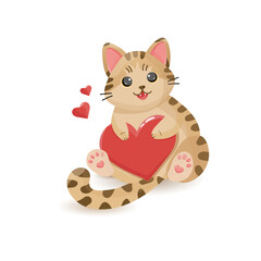 Cute cat with heart