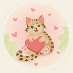 Cute cat with heart