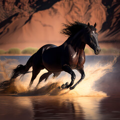 Fototapeta na wymiar Horse running in desert