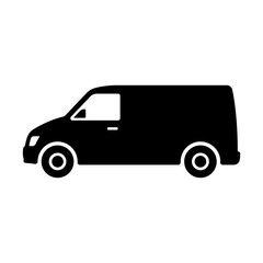 Van icon. Cargo minivan. Black silhouette. Side view. Vector simple flat graphic illustration. Isolated object on a white background. Isolate.