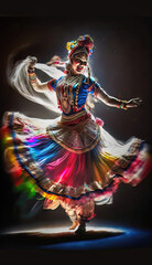 AI generated Indian dancer in bright neon colors