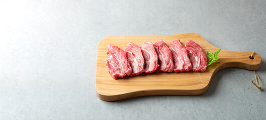 fresh raw meat on cutting board