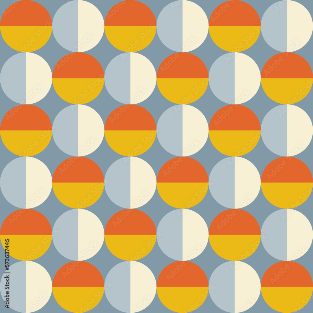 Poster trendy geometric seamless pattern with colorful circles on a blue background. modern abstract backgr
