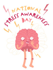 National stress awareness day. Editable vector illustration
