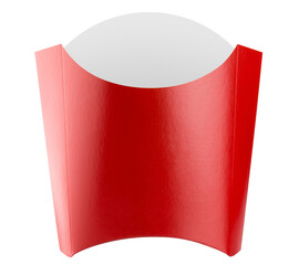 Empty red carton package box for french potato fries cut out