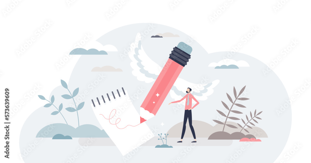 Poster writing life goals and make resolution list for future tiny person concept, transparent background. 