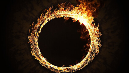 Fototapeta na wymiar Ring of fire black background generative AI 