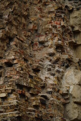 Pattern of broken yellow bricks, vertical