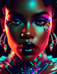 Fototapeta na wymiar Woman in carnival makeup, Generative AI