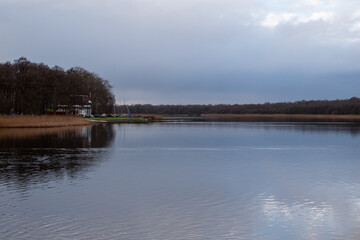 Rollesby Broad, Norfolk, on a cold winter's day. Part of the Broads National Park, UK