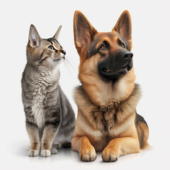 german shepherd dog and cat