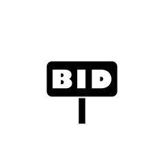 Bid offer line icon. Auction sign icon isolated on black background. 
