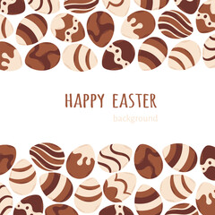 Happy Easter background. Chocolate eggs. Easter sweets. Hand drawn vector illustration