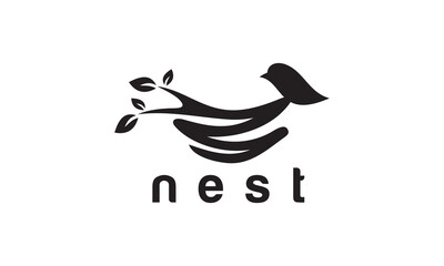 nest bird logo. creative abstract template vector design.