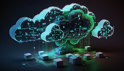 Obraz na płótnie Canvas cloud computing concept illustration, Generative AI