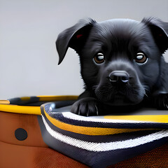 Black puppy - artificial intelligence, illustration