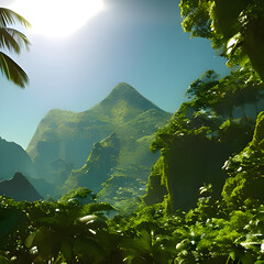 landscape with trees, forest - artificial intelligence , illustration