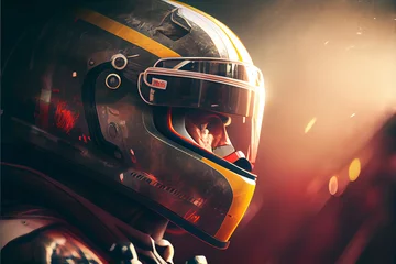 Foto op Canvas Race driver with helmet Sports car race track Design © Imaginarium_photos
