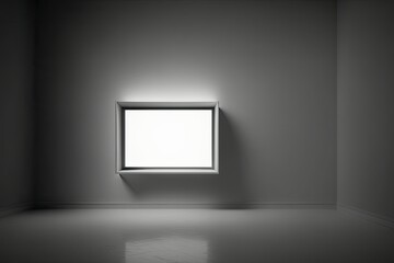 Clipping route revealing an empty flat screen television on a wall. Generative AI