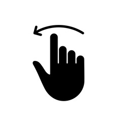 Hand Finger Swipe and Drag Left Silhouette Icon. Pinch Screen, Rotate on Screen Glyph Pictogram. Gesture Slide Left Icon. Isolated Vector Illustration
