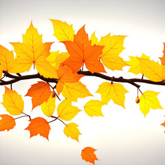 autumn leaves on a tree - autumn leafs on white background - Generative AI