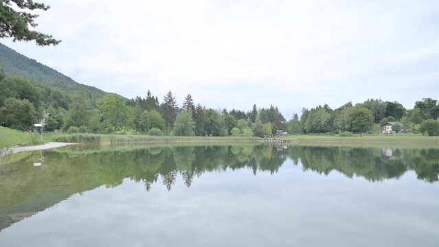 Lake in Trento. Beautiful panorama and calm tourism atmosphere. High quality FullHD footage