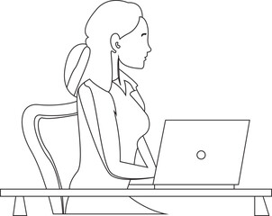 business woman working in office business woman outline