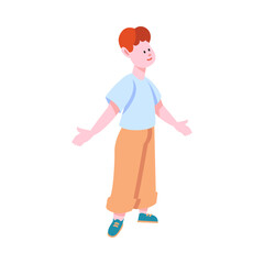 Playful Little Boy Standing and Smiling Vector Illustration