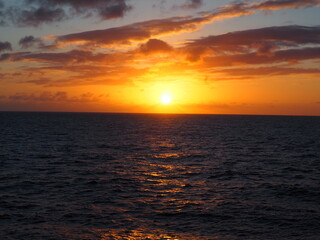 sunset in the Caribbean. Beautiful evening sun over the Caribbean ocean