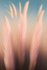 oil painting brush stroke, smooth paint, pampas grass, gold with soft pink and white hues - generative ai