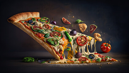 Obraz na płótnie Canvas Delicious Pizza Calzone. Fresh basil, italian calzone vegetarian pizza - Generative AI